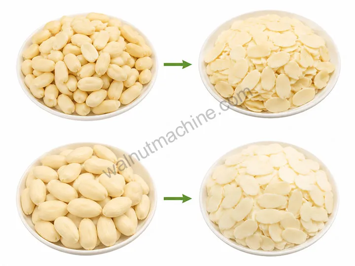 Slice the peanuts and almonds