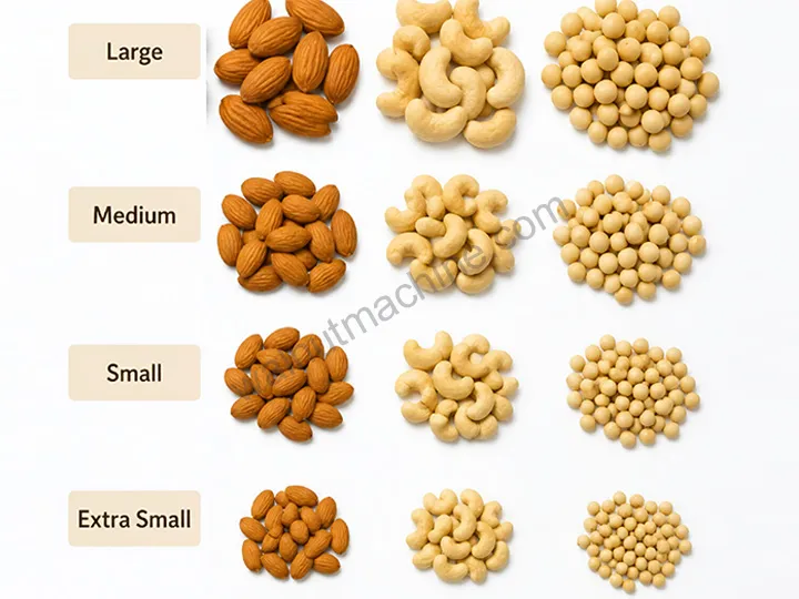 Vibrating Nut Grading Machine For Almonds, Cashews And Peanuts 8 Grading of multiple materials