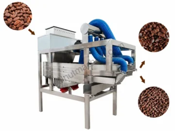 Cocoa bean peeling machine